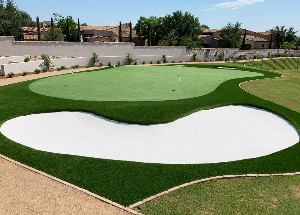 Putting green with synthetic grass bunker in Phoenix